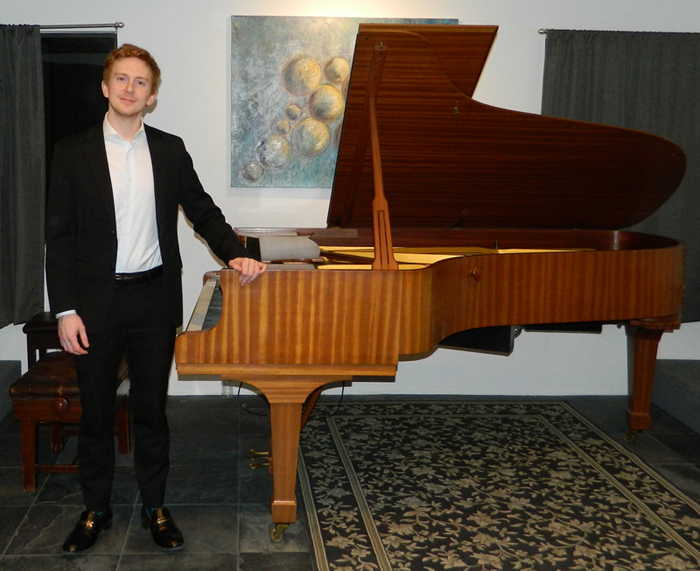 Pianist Christopher Goodpasture with Lili Kraus' Custom-Built Hamburg Steinway Concert Grand